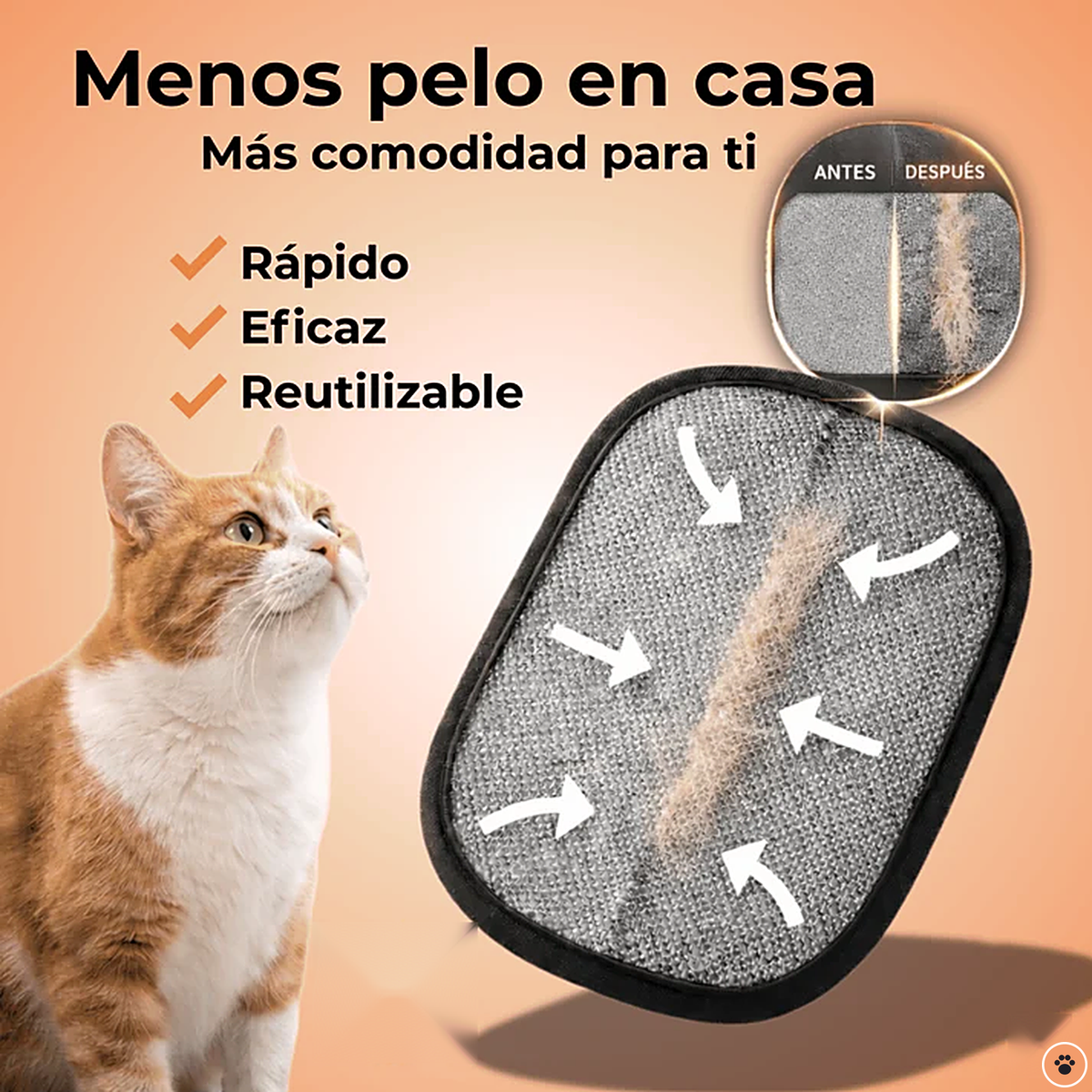 Manopla Quitapelos Reutilizable para Mascotas